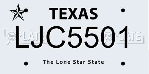 LJC5501 Texas License Plate