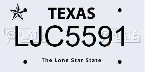 LJC5591 Texas License Plate