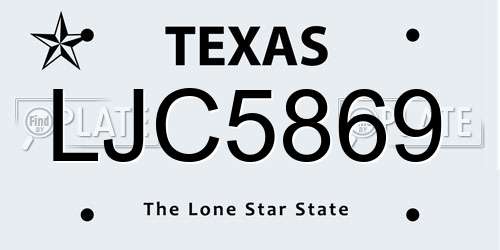 LJC5869 Texas License Plate