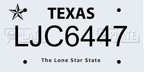 LJC6447 Texas License Plate