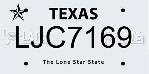 LJC7169 Texas License Plate