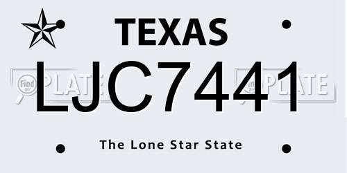 LJC7441 Texas License Plate
