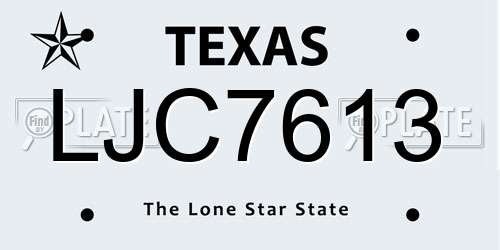LJC7613 Texas License Plate