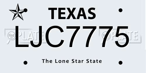 LJC7775 Texas License Plate