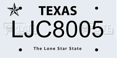 LJC8005 Texas License Plate