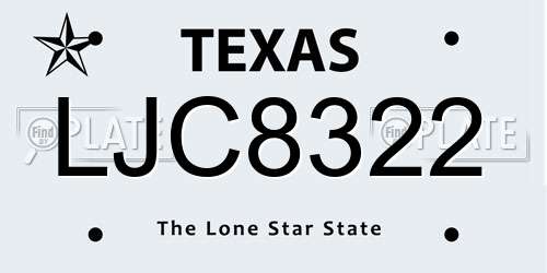 LJC8322 Texas License Plate