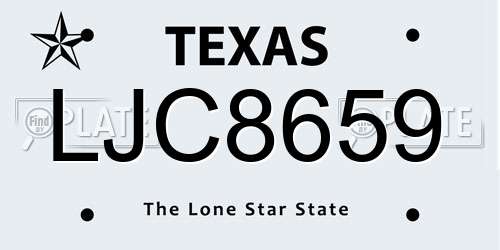 LJC8659 Texas License Plate
