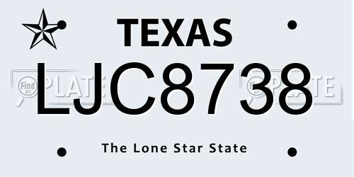 LJC8738 Texas License Plate