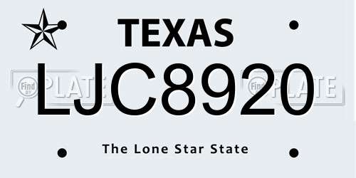 LJC8920 Texas License Plate