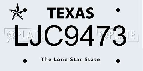 LJC9473 Texas License Plate