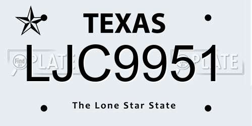 LJC9951 Texas License Plate