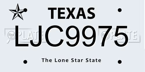 LJC9975 Texas License Plate