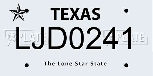 LJD0241 Texas License Plate