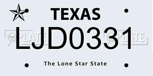 LJD0331 Texas License Plate