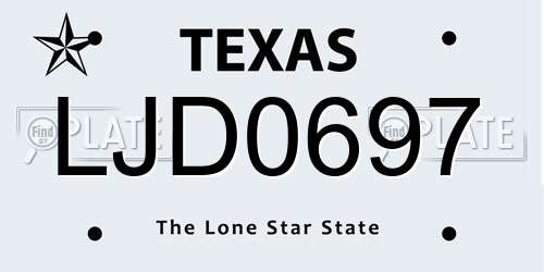 LJD0697 Texas License Plate