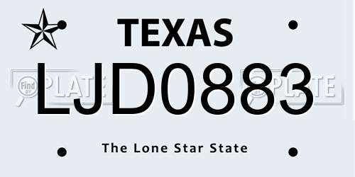 LJD0883 Texas License Plate