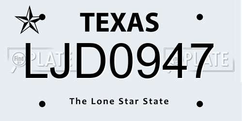 LJD0947 Texas License Plate