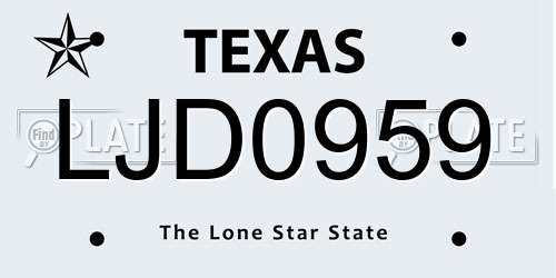 LJD0959 Texas License Plate