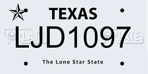 LJD1097 Texas License Plate