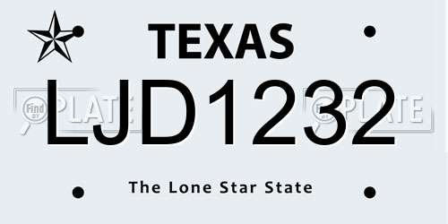 LJD1232 Texas License Plate