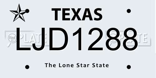 LJD1288 Texas License Plate