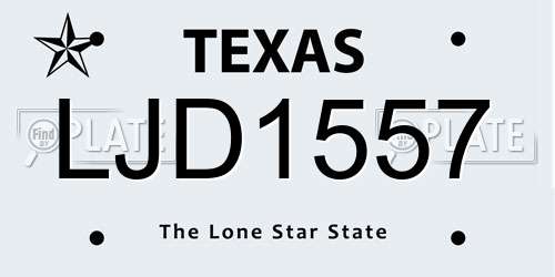 LJD1557 Texas License Plate