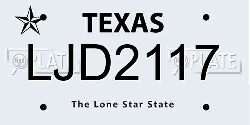 LJD2117 Texas License Plate