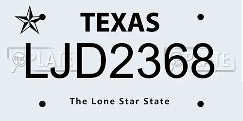 LJD2368 Texas License Plate