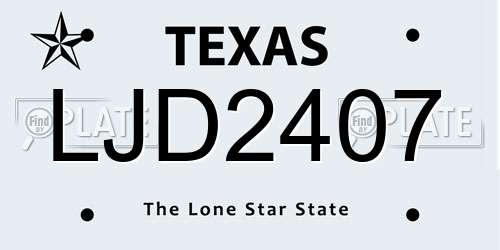 LJD2407 Texas License Plate