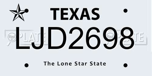 LJD2698 Texas License Plate