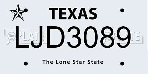 LJD3089 Texas License Plate