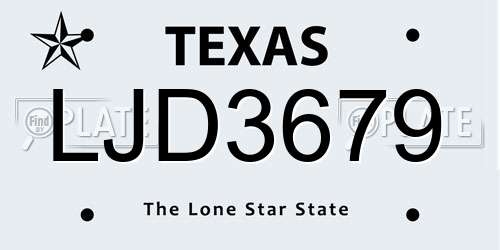 LJD3679 Texas License Plate