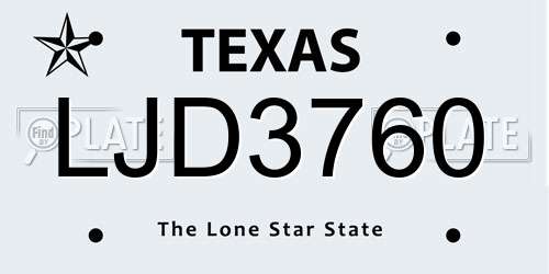 LJD3760 Texas License Plate