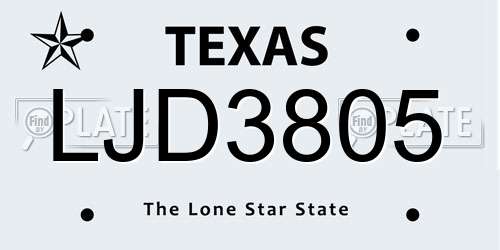 LJD3805 Texas License Plate