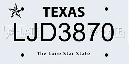 LJD3870 Texas License Plate