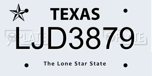 LJD3879 Texas License Plate