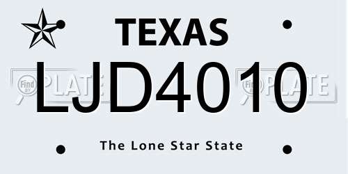 LJD4010 Texas License Plate
