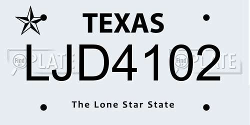 LJD4102 Texas License Plate