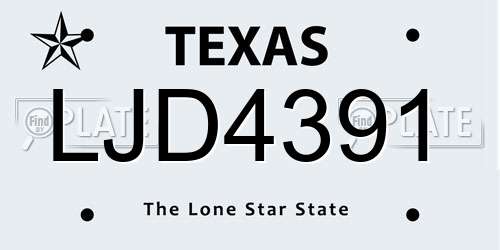 LJD4391 Texas License Plate