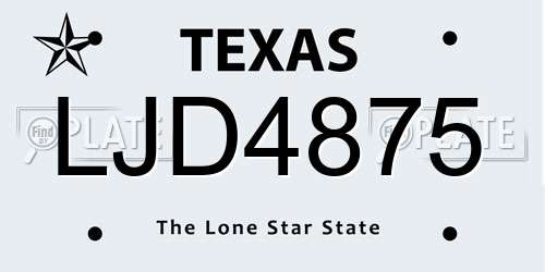 LJD4875 Texas License Plate