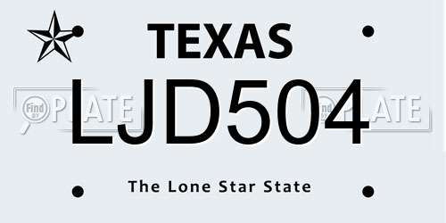 LJD504 Texas License Plate