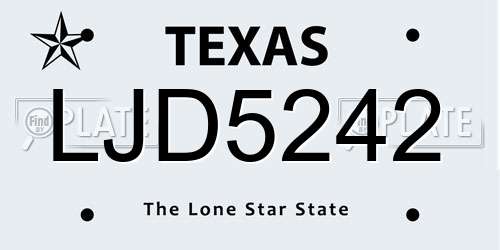 LJD5242 Texas License Plate