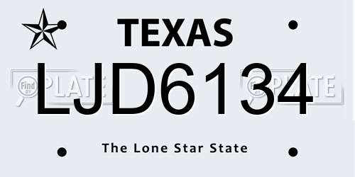 LJD6134 Texas License Plate