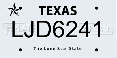 LJD6241 Texas License Plate