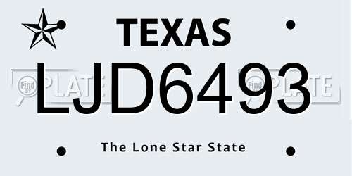 LJD6493 Texas License Plate