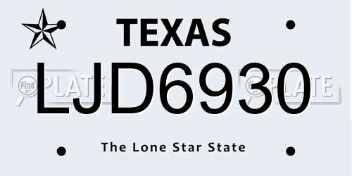 LJD6930 Texas License Plate