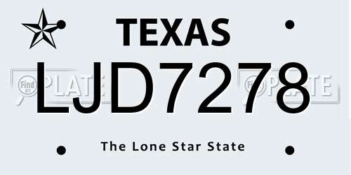 LJD7278 Texas License Plate