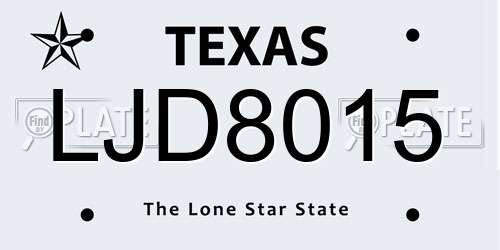 LJD8015 Texas License Plate
