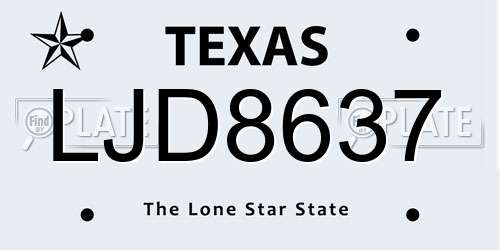 LJD8637 Texas License Plate