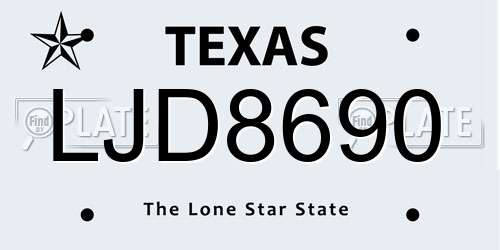 LJD8690 Texas License Plate
